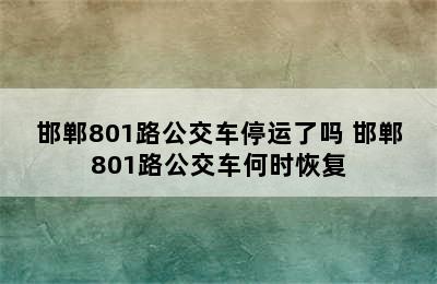 邯郸801路公交车停运了吗 邯郸801路公交车何时恢复